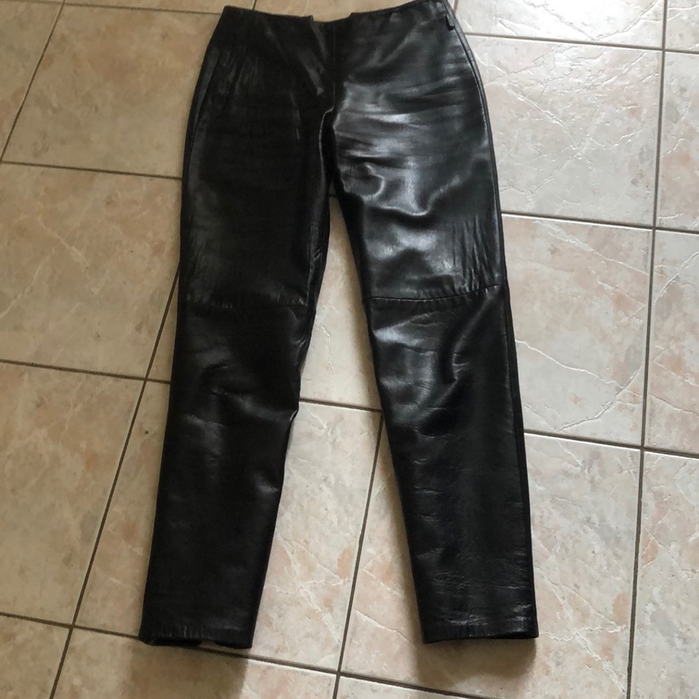 Soft calfskin leather pants.